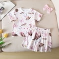 thumbnail image 2 of Weebloom Summer Pajamas For Toddler Girls Summer Western Style Kids Outfit Two Piece For Everyday Wear Short Sleeve Tee And Shorts Sleepwear Nightwear Pjs Loungewear Pink 3-4Y, 2 of 9