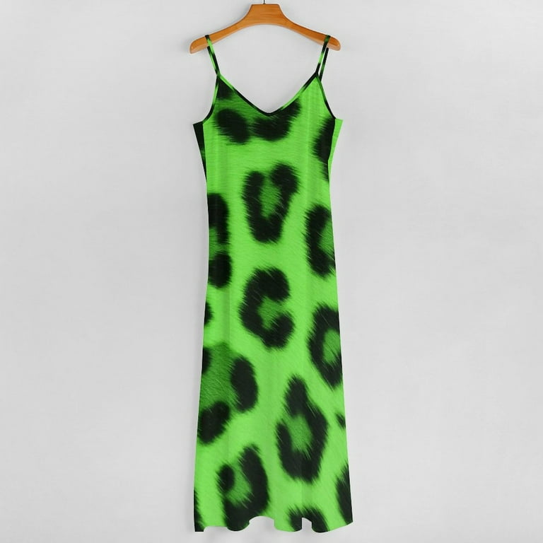 Neon Green Leopard Print Texture Sleeveless Dress Loose Women's Dress  Dresses Luxury Evening Dresses - Walmart.com