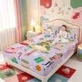 thumbnail image 3 of Manfei Happy Xmas Bed Sheets,Shabby-Chic Pink Christmas Full Size Sheets,4pcs,1 Flat Sheet,1 Fitted Sheet and 2 Pillowcases, 3 of 6