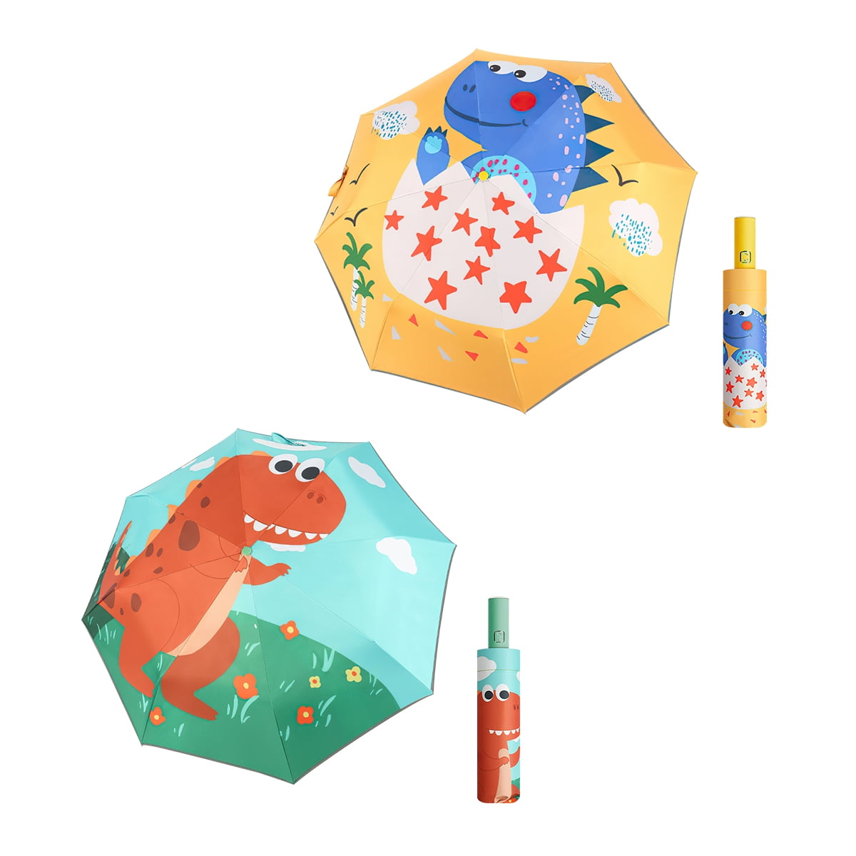 Kepooman 2 PACKS Lightweight Folding Compact Umbrella, Portable Fully Automatic Children's Umbrella, Sun & Rain Umbrellas Windproof Parasol for Kid, Yellow- Dinosaur Holiday & Green- Dinosaur Paradise Kepooman 2 PACKS Lightweight Folding Compact Umbrella, Portable Fully Automatic Children's Umbrella, Sun & Rain Umbrellas Windproof Parasol for Kid, Yellow- Dinosaur Holiday & Green- Dinosaur Paradise