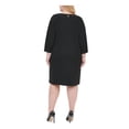 thumbnail image 2 of TOMMY HILFIGER Womens Black 3/4 Sleeve Knee Length Sheath Dress Plus Size: 20W, 2 of 4
