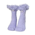 thumbnail image 4 of IDALL Womens Fuzzy Slipper Grips Socks Fluffy Winter Warm Fleece Non Slip Thick Thermal Cozy Plush Socks Purple One Size, 4 of 4