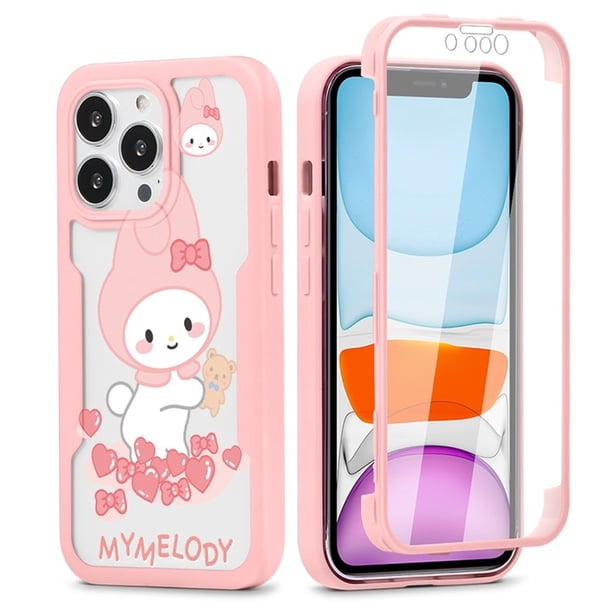 Sanrio Kuromi My Melody 360 funda completa para iPhone 7 8 14 Plus X Xs XR 13 Mini 12 11 Pro Max SE3 2022 SE 2020 PC trasera + cubierta frontal xuanjing unisex