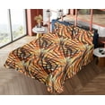 thumbnail image 4 of Ambesonne Tropical Fitted & Flat Sheet with Shams 4 Pcs Set, Summer Pattern Palm Leaves, Queen, Orange Sea Blue and Dark Rust, 4 of 5