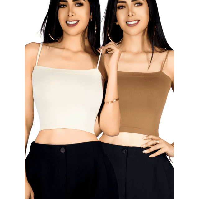 Set 2 Blusa Mujer Crop Unitalla Tirantes Confort y Frescura Día y Noche