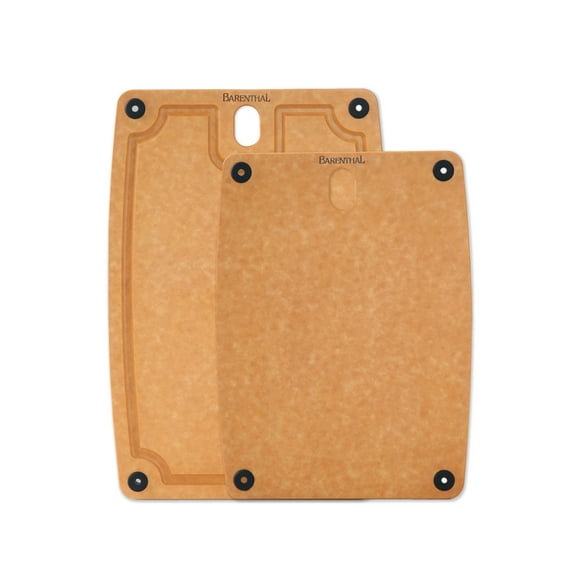 2 Pack Cutting Board, Wood Pine Fiber Reversible Chopping Board with Handles & Juice Grooves, Dishwasher Composite Cutting Board, Small Medium