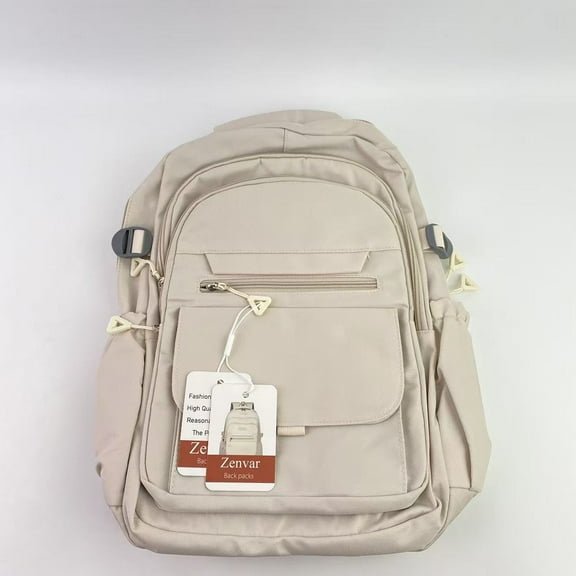 Zenvar backpack, cute aesthetic backpack, large capacity backpack, casual travel day bag backpack (white)