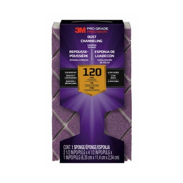 3M Pro Grade Precision Sanding Block, Dust Channeling, 4.5 in. x 2.5 in. x 1 in., 120 Grit, Fine, 1 Sponge