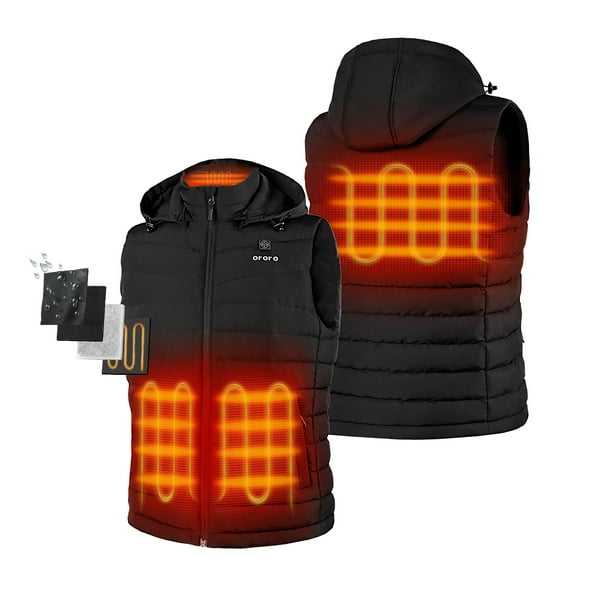 ORORO Men's Heated Lightweight Down Vest with AllNew Battery Pack