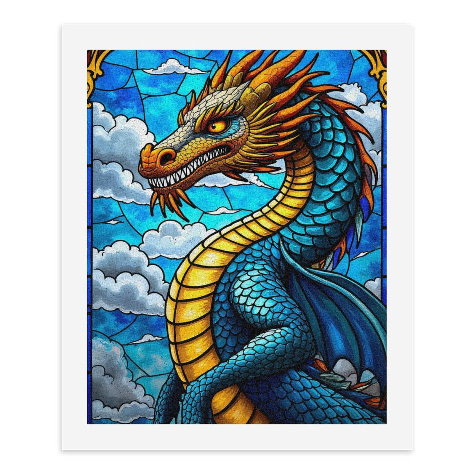 Paint By Numbers Kit for Adults Beginner - Stained Glass Dragon Fantasy Art DIY Canvas Painting Kits for Adults, Frameless Paint By Number for Adults for Home Wall Decor 16x20 Inch