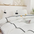 thumbnail image 4 of Move Over White Ruched Pom Poms Duvet Cover Set  100% Washed Microfiber Black Pom Poms Pattern  Bedding Sets Twin, 4 of 8