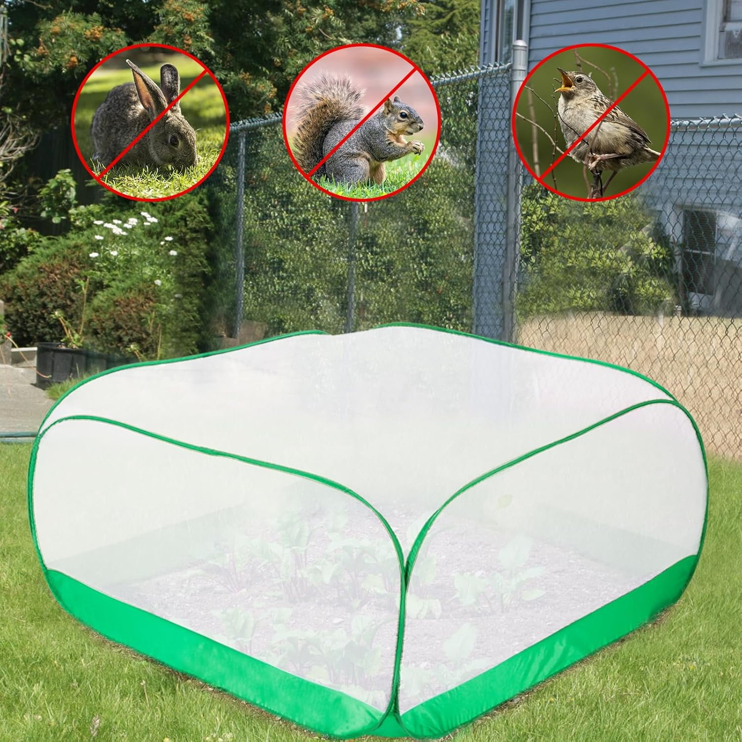Garden Netting Mesh Plant Cover - 4×4×2 FT Plant Covers Net for Square Raised Garden Bed, Ultra Fine Garden Mesh Netting Protection from Bird Pest Barrier Net Row Cover for Plant Fruit Vegetable
