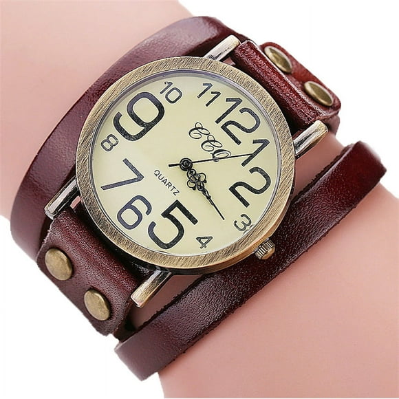 Reloj de cuarzo para hombre, relojes para hombre CCQ, reloj de pulsera vintage de cuero de vaca, reloj de pulsera para hombre y mujer, reloj de cuarzo