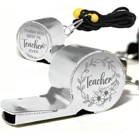 1 Box Teacher Whistle Sports Whistles Silver Metal Stainless Steel Sports Teaches Coaches Loud Clear Sound Referee Gear with Lanyard