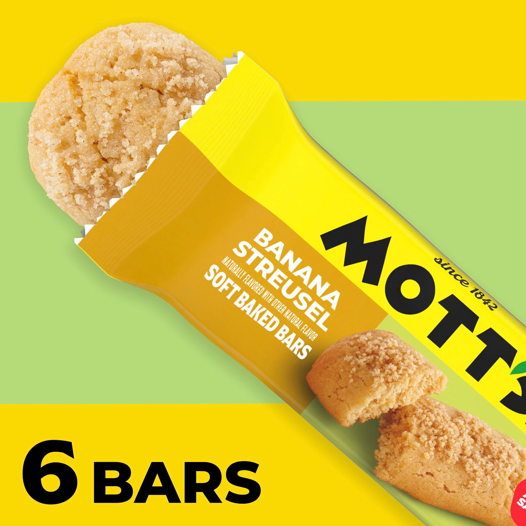 (8 pack) Mott's Soft Baked Bars, Banana Streusel, Made with Applesauce, 6 Count, 5.76 oz
