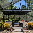 thumbnail image 4 of PURPLE LEAF 9 x 12FT Rectangular Double Top Deluxe Solar Powered LED Patio Umbrella Outdoor Cantilever Umbrella, Navy Blue, 4 of 15