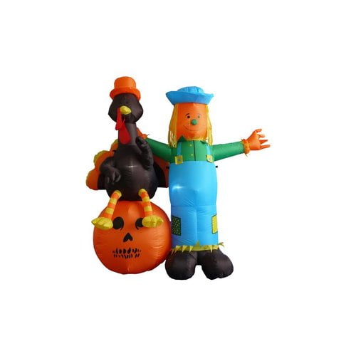 6 Foot Thanksgiving Inflatable Scarecrow Turkey Pumpkin Walmart Com Walmart Com