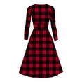 thumbnail image 3 of DailyTrove Women's V-Neck Short-Sleeve Plaid Tie-Waist Midi Dress, Versatile Outerwear for Office Commute & Brunch Dates, 3 of 5