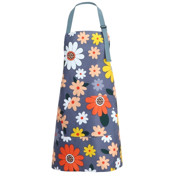 Delantal de flores ajustable para cocina, camarera, chef, repostería y barbacoa.