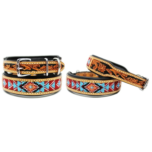 Medium 17''- 21'' Dog Puppy Collar Cow Leather Adjustable Padded Canine 6083