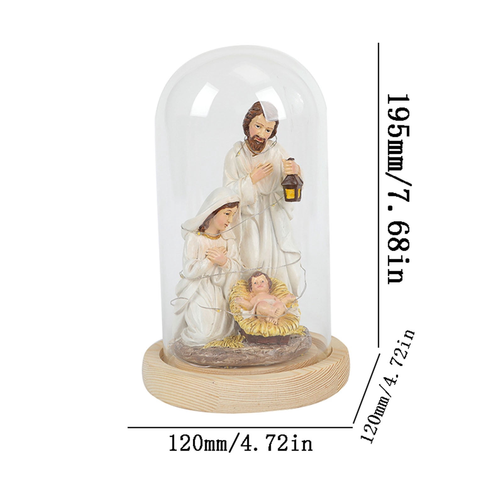 Glass Christmas Led Nativity Scene Figurine Glowing Ornament Crafts For Festival Wedding Birthday Party Christmas Nativity Figurines Decorations Glass Dome Religious Decorations