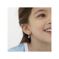 thumbnail image 4 of 925 Sterling Silver Girls Small Hoop Purple CZ Heart Dangle Earrings Toddler, 4 of 7