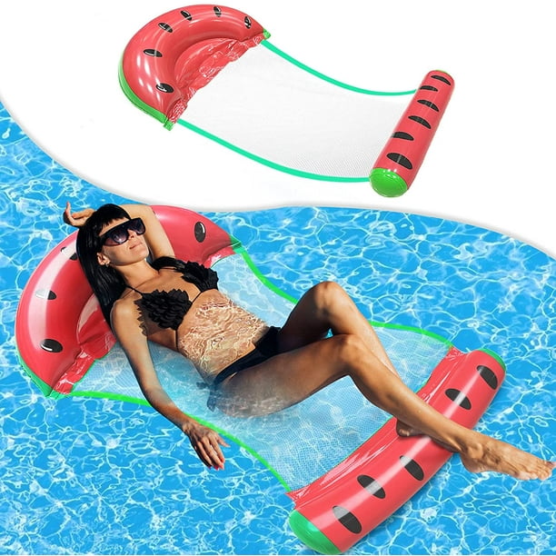 Hamac de piscine pastèque pour adultes, chaise longue gonflable  multi-usages pour hamac, accessoires de piscine flotteurs hamac de piscine  