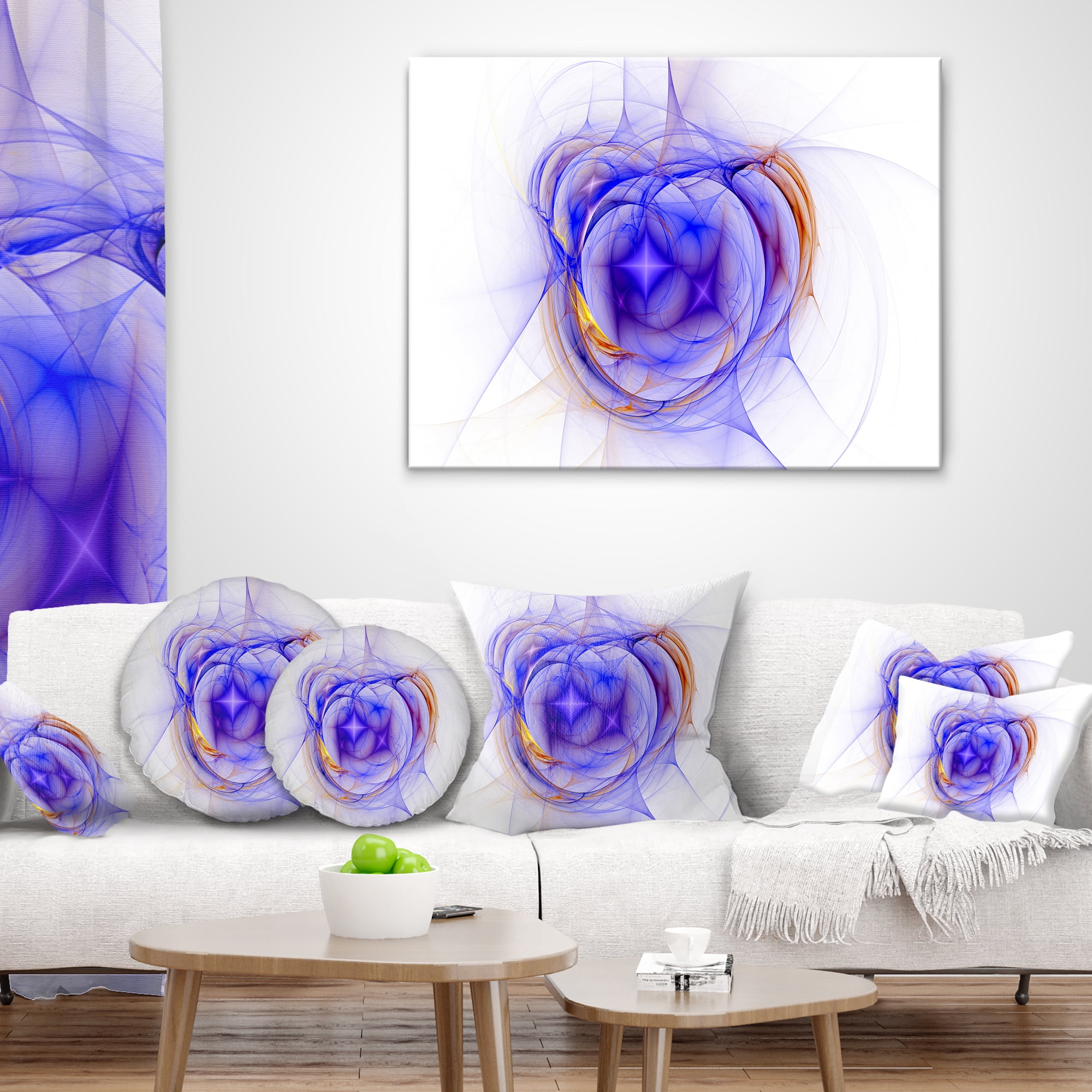 Designart Blue Bright Star Nebula - Abstract Throw Pillow - 16x16