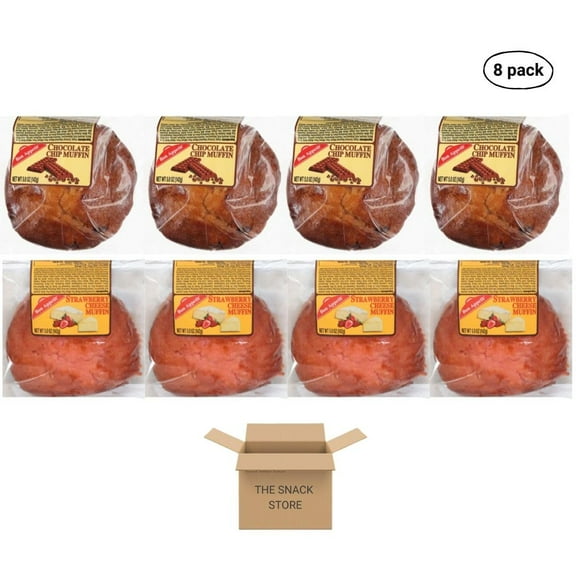 The Snack Store Variety Pack | Bon Appetit Chocolate Chip Muffin and Strawberry Cheese Muffin (8 Packs!)