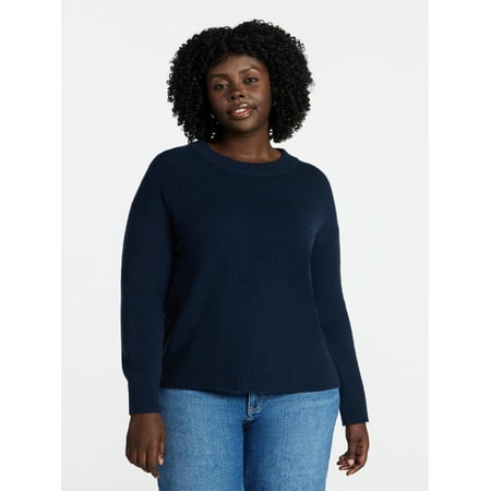 Terra & Sky Women's Plus Size Crewneck Pullover Sweater, Size 0X-5X