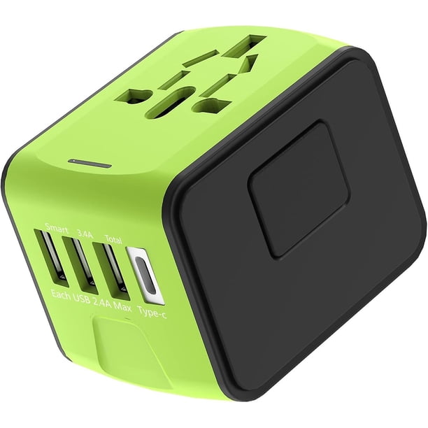 Adaptador de viaje universal Todo en uno Internacional Power (verde)