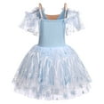 thumbnail image 3 of IBTOM CASTLE Kids Girls Ballet Dance Dress Velvet Spaghetti Straps Camisole Gymnastics Leotard Ballerina Dress up 5-6 Years Light Blue, 3 of 8
