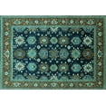 thumbnail image 1 of Ahgly Company Machine Washable Indoor Rectangle Oriental Turquoise Blue Industrial Area Rugs, 2' x 4', 1 of 4
