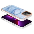 thumbnail image 5 of ELEHOLD for iPhone 13 Pro 6.1 inch Marble Case, Clear Electroplated Frame Soft TPU Anti-Scratch Wear-Resistant Wireless Charging Slim Fit Transparent Case for iPhone 13 Pro, Blue, 5 of 5
