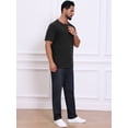 thumbnail image 5 of DARING DIVA Men's Henley Short Sleeve Button Down Jacquard Knitted T-Shirt M Black, 5 of 7