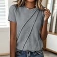 thumbnail image 2 of ByworldtasicNo Boundaries Women's Short Sleeve Tops Soft Comfortable Crewneck T-Shirts with Unique Diagonal Stitching Blouse, 2 of 6