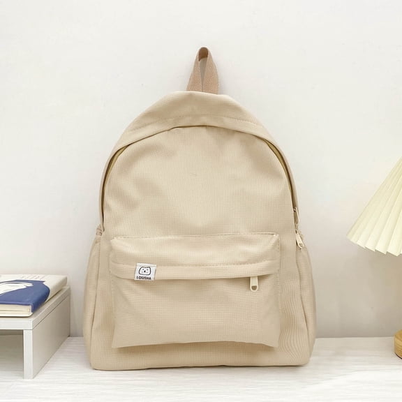 Unisex Solid Color Nylon Backpack Fashion Multi-Color Zipper School Bookbag Back to School Backpack for Men Women
