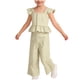 thumbnail image 1 of Vestido de Verano de Manga Corta para Niñas Color Sólido Cuello Redondo Top Y Pantalones Cortos Set, Suave Transpirable Poliéster Vestido Casual para Niños Juego Diario, 1 of 8