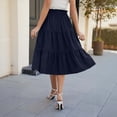 thumbnail image 2 of MIXUE Skirts For Women Summer Solid Color Elastic High Waist A Line Casual Bohemian Beach Skirt Activewear,Blue,XL, 2 of 7