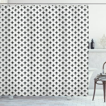 Ambesonne Fleur De Lis Shower Curtain, French Motifs, 69"Wx70"L, Black White