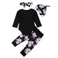 thumbnail image 2 of BULLPIANO Infant Baby Girl Romper Pants Headband Hat Clothes Outfit Set 0-18 Months, 2 of 6