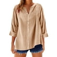 thumbnail image 2 of Tops for Women under $5 Short Sleeve Button V-Neck Casual Summer Loose Tee Shirts Pink S, 2 of 6