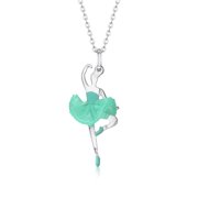 UnicornJ Childrens & Teens Sterling Silver Ballerina Ballet Dancer Passe Pendant Necklace with Tulle Tutu