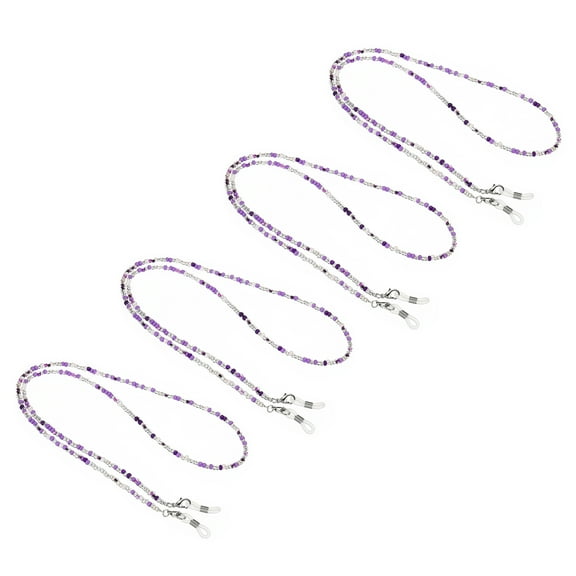 Uxcell Eyeglass Strap 4 Pack Adjustable Eye Glasses Holder Chains Beaded Sunglasses Eyewear Retainer Purple Mixed Color
