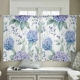 thumbnail image 4 of Blue Purple Spring Floral Semi Sheer Curtains 54 Inch Length 2 Panels Set, Summer Botanical Elegant Sheer Kitchen Curtain Privacy Voile Window Curtain for Living Room Bedroom Rod Pocket Drapes, 4 of 7