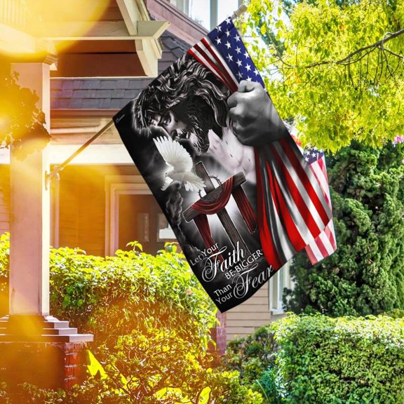 My God. Jesus Christian. Let Your Faith Be Bigger Than Your Fear Flag - House Flag (29.5" x 39.5")
