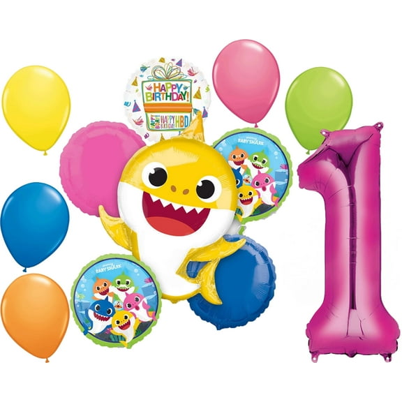 Baby Shark Girl 1st Birthday Party Supplies Balloon Bouquet Decorations