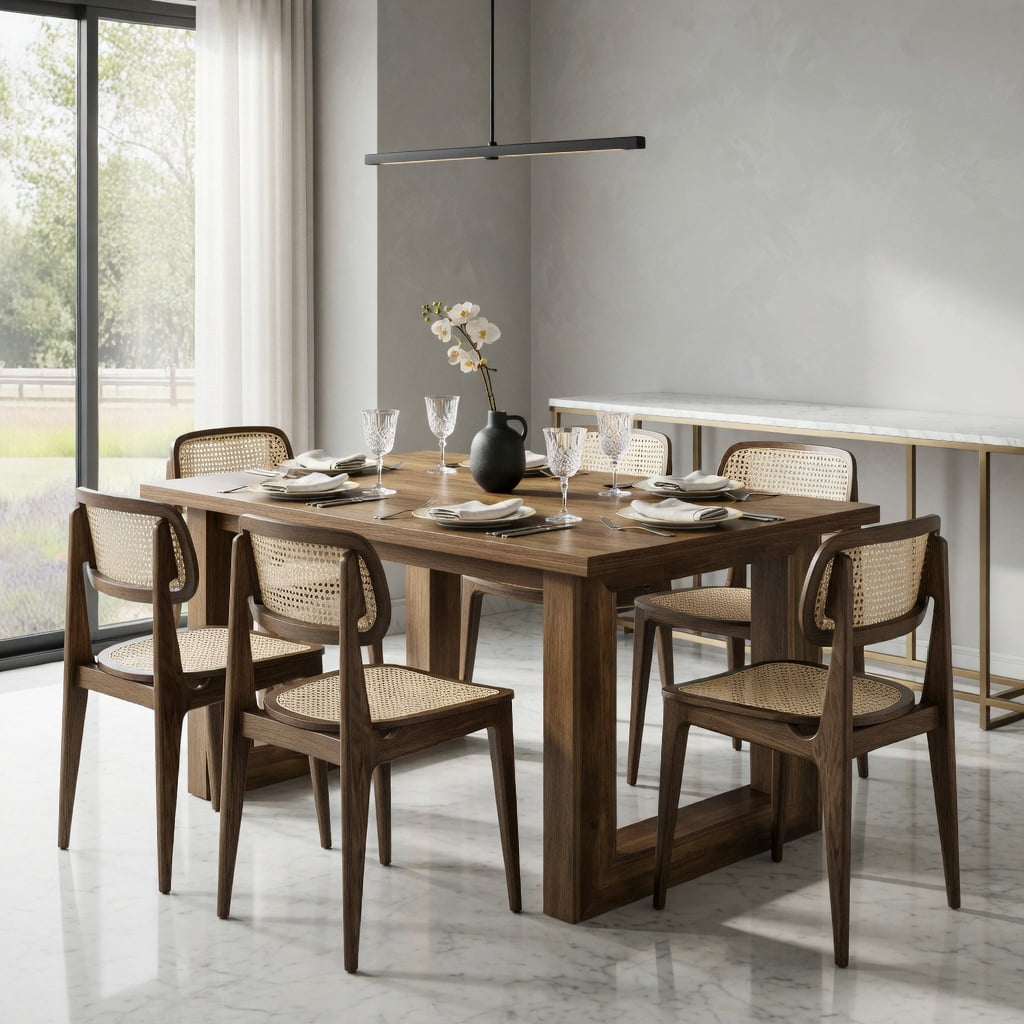 Hommoo 63 Inch Rectangular Wooden Dining Table for Kitchen & Dining Room, Modern Farmhouse Style, Sturdy Square Base, Seats 4-6, Easy Assembly, Natural