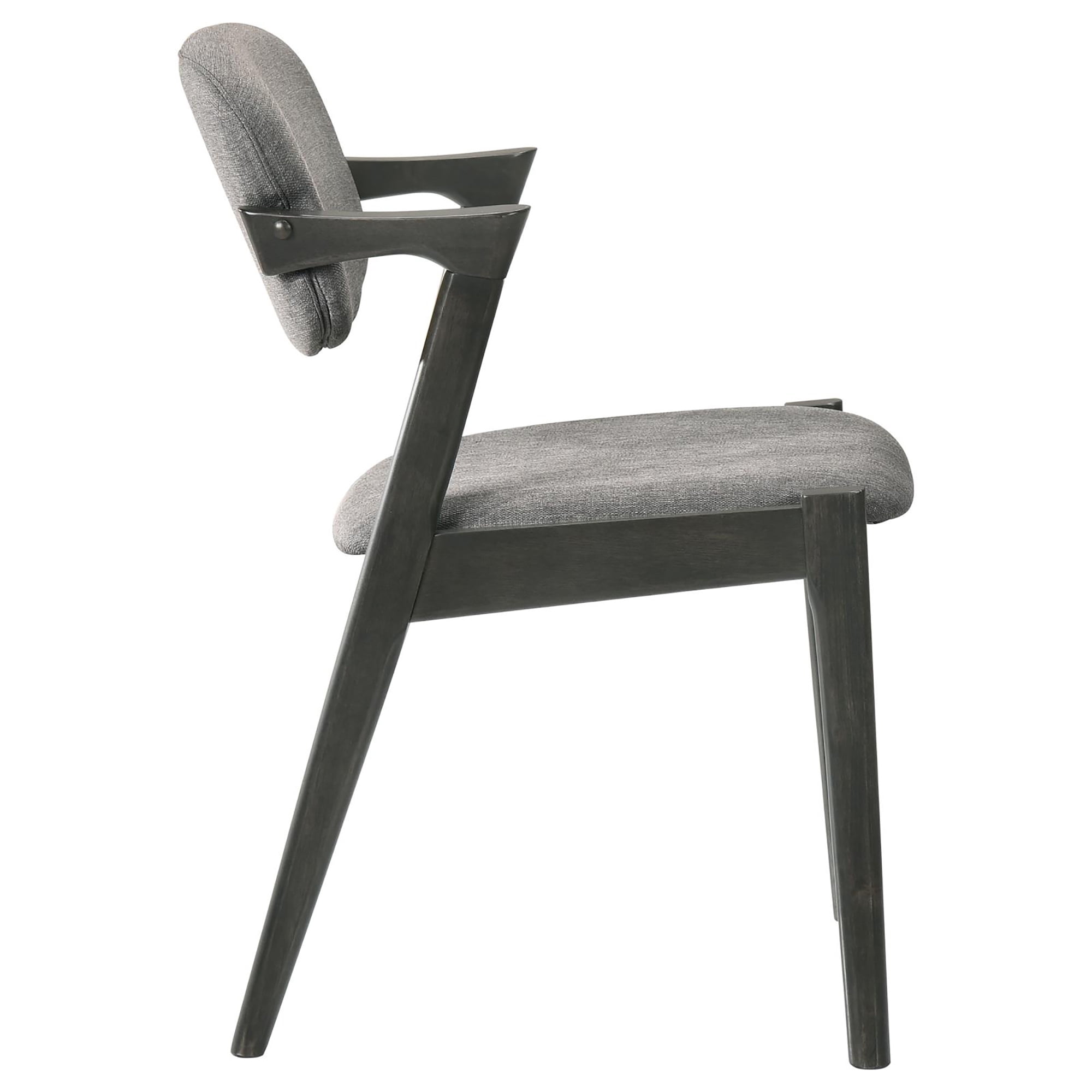 Mid-Century Modern Dining Chairs Set of 2 - Brown Grey Upholstered Seat & Back, Black Frame, Z-Shape Design - Perfect for Kitchen & Dining Room (30"H x 20.25"W)
