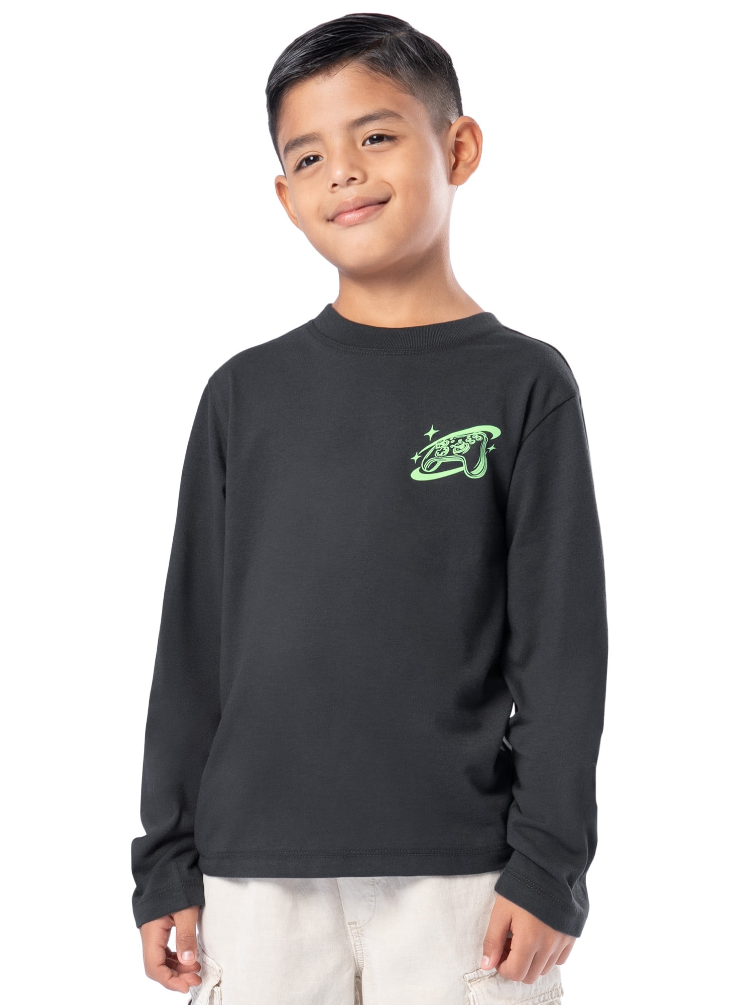 Wonder Nation Boy's Long Sleeve Elevated Graphic T-Shirt, Sizes 4-18 & Husky